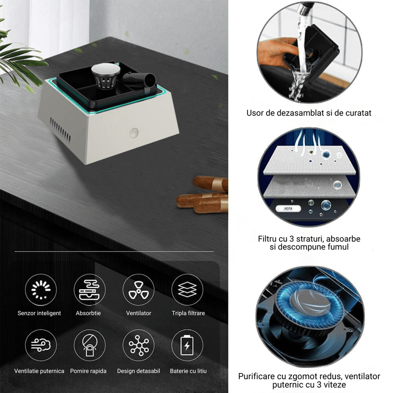 Casa si Gradina - Decoratiuni - Obiecte decorative - Scrumiere - Scrumiera Electrica, Calitate Premium, Combate Mirosul Neplacut de la Tigara, Aspira Fumul De Tigara, Purificator de Aer - Infinity.ro