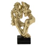 Casa si Gradina - Decoratiuni - Decoratiuni de sezon - Figurina decorativa, model fete sarut flori, aurie, 19 x 9 x 30cm - Infinity.ro