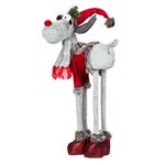 Casa si Gradina - Decoratiuni - Decoratiuni de sezon - Figurina decorativa craciun, cerb, picioare lungi, haina rosie, fular gri, 86 cm - Infinity.ro