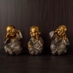 Casa si Gradina - Decoratiuni - Decoratiuni de sezon - Figurina decorativa de masa, model calugar, inaltime 16cm, culoare bronz auriu si maro, ceramica - Infinity.ro