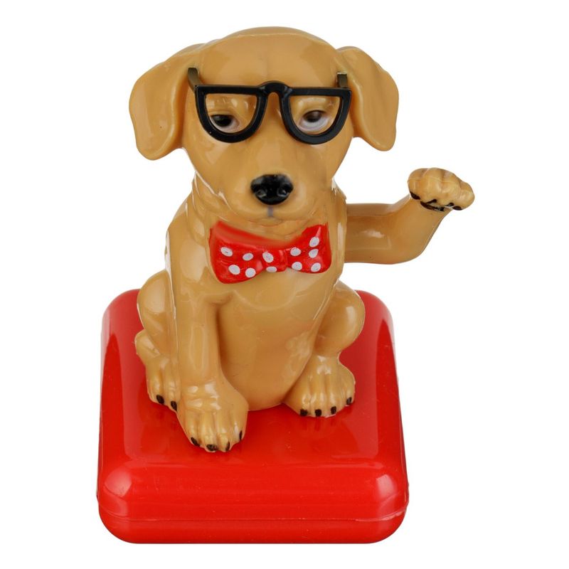 Jucarii, Copii si Bebe - Jucarii si jocuri - Figurine - Figurina caine dansator, solar, plastic, bej, 11 cm - Infinity.ro