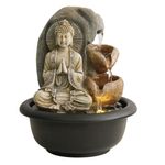 Casa si Gradina - Decoratiuni - Obiecte decorative - Accesorii decorative - Fantana decorativa interior, led, buddha, plastic, negru/gri, 16 x 20cm - Infinity.ro