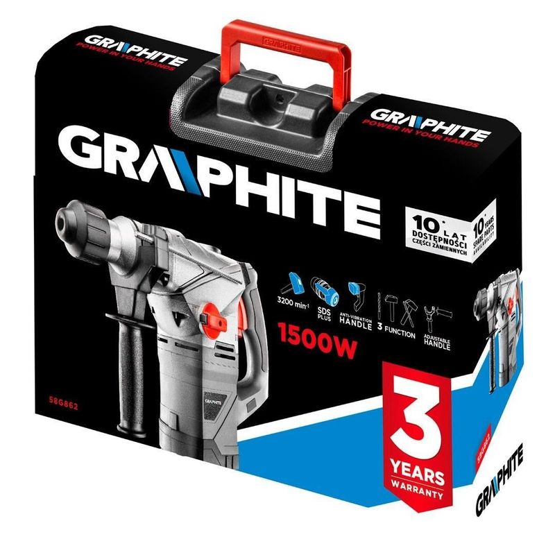 Casa si Gradina - Constructii - Scule electrice si accesorii - Rotopercutoare - Rotopercutor, SDS Plus, 1500 W, 4.5 J, Graphite - Infinity.ro