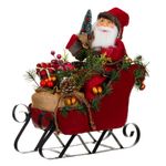Casa si Gradina - Decoratiuni - Decoratiuni de sezon - Figura decorativa, mos craciun cu sanie, metal, rosu, 40x 16 x 44 cm - Infinity.ro