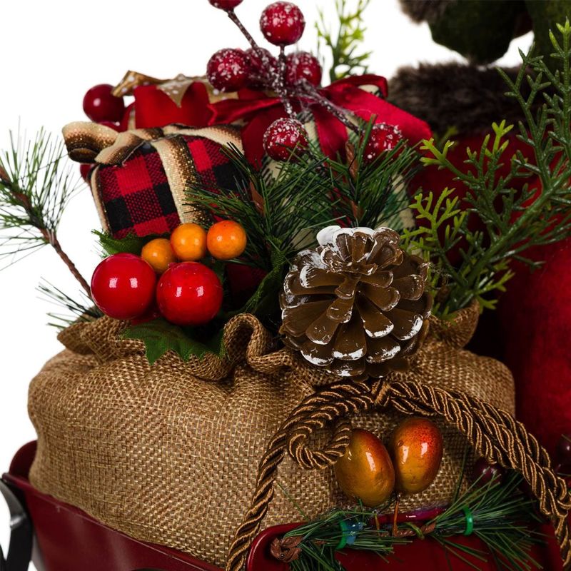 Casa si Gradina - Decoratiuni - Decoratiuni de sezon - Figura decorativa, mos craciun cu sanie, metal, rosu, 40x 16 x 44 cm - Infinity.ro