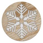 Casa si Gradina - Bucatarie si vesela - Organizare si depozitare bucatarie - Suporturi tacamuri si vase - Suport pahare lemn, model fulg alb, rotund, 10cm, bej/alb - Infinity.ro