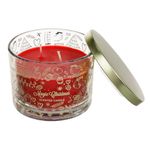 Casa si Gradina - Decoratiuni - Aromaterapie si lumanari - Lumanari si candele - Lumanare parfum craciun, magic christmas, mere si scortisoara, pahar sticla, capac metalic, 2 fitiluri, rosu, 30 ore - Infinity.ro