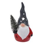 Casa si Gradina - Decoratiuni - Decoratiuni de sezon - Figurina ceramica, felinar craciun gnome, caciula gri, 8 x 6 x 13cm - Infinity.ro