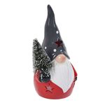 Casa si Gradina - Decoratiuni - Decoratiuni de sezon - Figurina ceramica, felinar craciun gnome, caciula gri, 8 x 6 x 13cm - Infinity.ro