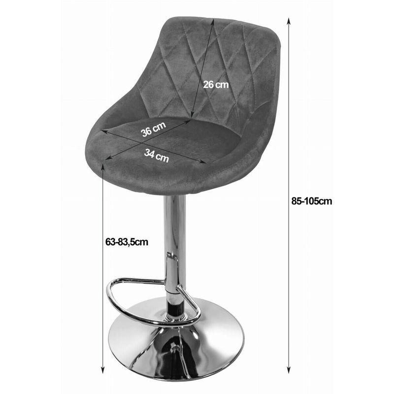 Casa si Gradina - Mobilier - Scaune si fotolii - Scaune - Scaun de bucatarie/bar, Artool, Kast, rotativ, catifea, bleumarin si argintiu, 45.5x49x85-105 cm - Infinity.ro