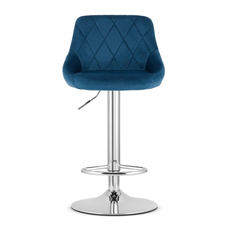 Casa si Gradina - Mobilier - Scaune si fotolii - Scaune - Scaun de bucatarie/bar, Artool, Kast, rotativ, catifea, bleumarin si argintiu, 45.5x49x85-105 cm - Infinity.ro