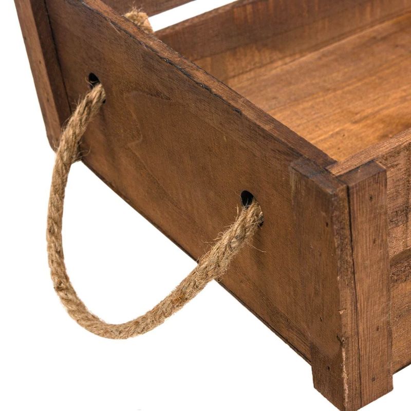 Casa si Gradina - Mobilier - Organizare si depozitare - Cufere si lazi - Lada decorativa din lemn, manere sfoara, 39 x 27 x 11.5 cm, maro - Infinity.ro