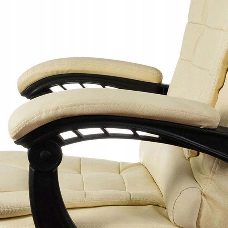 Casa si Gradina - Mobilier - Scaune si fotolii - Scaune - Scaun de birou, Malatec, cu suport pentru picioare, rotativ, piele ecologica, crem, 65x102/110 cm - Infinity.ro