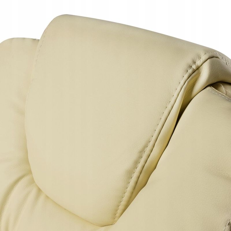 Casa si Gradina - Mobilier - Scaune si fotolii - Scaune - Scaun de birou, Malatec, cu suport pentru picioare, rotativ, piele ecologica, crem, 65x102/110 cm - Infinity.ro