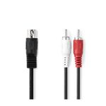 TV, Audio-Video si Foto - Accesorii TV si audio - Cabluri si adaptoare audio - Cablu audio DIN 5pini tata - 2x RCA tata 1m Nedis CAGL20200BK10 - Infinity.ro
