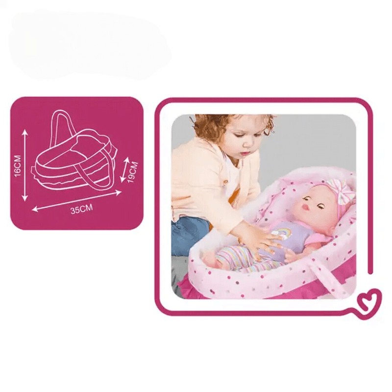 Jucarii, Copii si Bebe - Jucarii si jocuri - Papusi si accesorii - Papusi - Papusa Interactiva 30cm, 12 sunete, 12 accesorii, cos de mana, olita, accesorii hranire - Infinity.ro