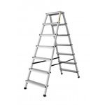 Casa si Gradina/Constructii/Scari si accesorii interioare/Scari aluminiu/ otel - Scara aluminiu, 2 tronsoane, 6 trepte, platforma, max 125 kg, 1.46 m, Drabest - Infinity.ro