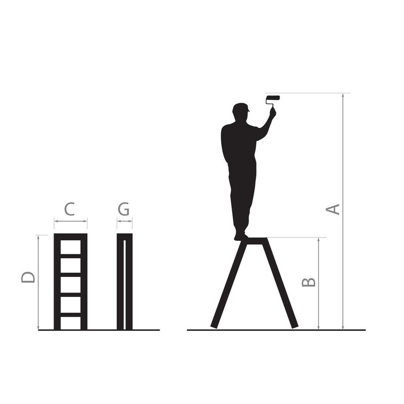 Casa si Gradina/Constructii/Scari si accesorii interioare/Scari aluminiu/ otel - Scara aluminiu, 2 tronsoane, 6 trepte, platforma, max 125 kg, 1.46 m, Drabest - Infinity.ro