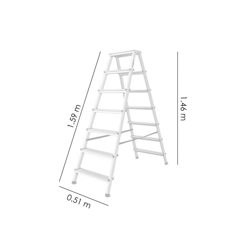 Casa si Gradina/Constructii/Scari si accesorii interioare/Scari aluminiu/ otel - Scara aluminiu, 2 tronsoane, 6 trepte, platforma, max 125 kg, 1.46 m, Drabest - Infinity.ro