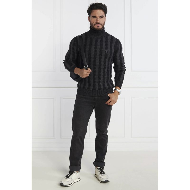 Fashion, accesorii si bijuterii - Barbati - Imbracaminte - Pulovere barbati - Pulover barbati Guess M3BR26,  L INTL, Negru/Gri inchis - Infinity.ro