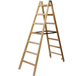 Casa si Gradina - Constructii - Scule de mana si unelte - Scari de lucru - Scara din lemn Brennenstuhl, 2 x 8 trepte, 2.11 m, rezistenta pana la 150kg, maro - Infinity.ro