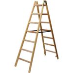 Casa si Gradina/Constructii/Scule de mana si unelte/Scari de lucru - Scara din lemn Brennenstuhl, 2 x 7 trepte, 184 cm, rezistenta pana la 150kg, maro - Infinity.ro