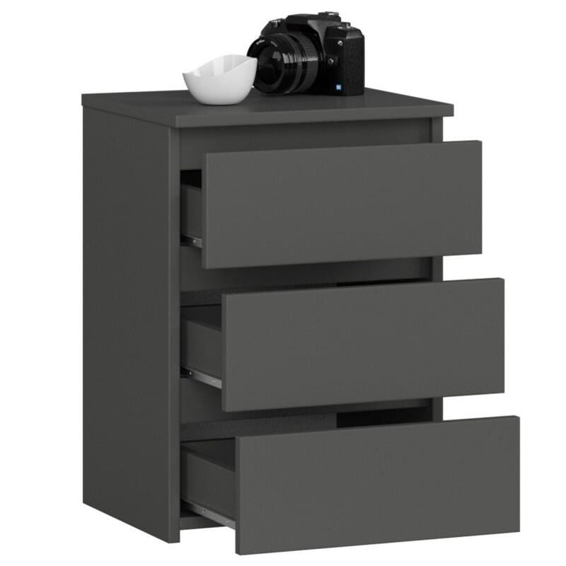 Casa si Gradina - Mobilier - Comode si corpuri - Comode - Comoda, placa laminata, 3 sertare, gri grafit, 40x35x56.8 cm - Infinity.ro