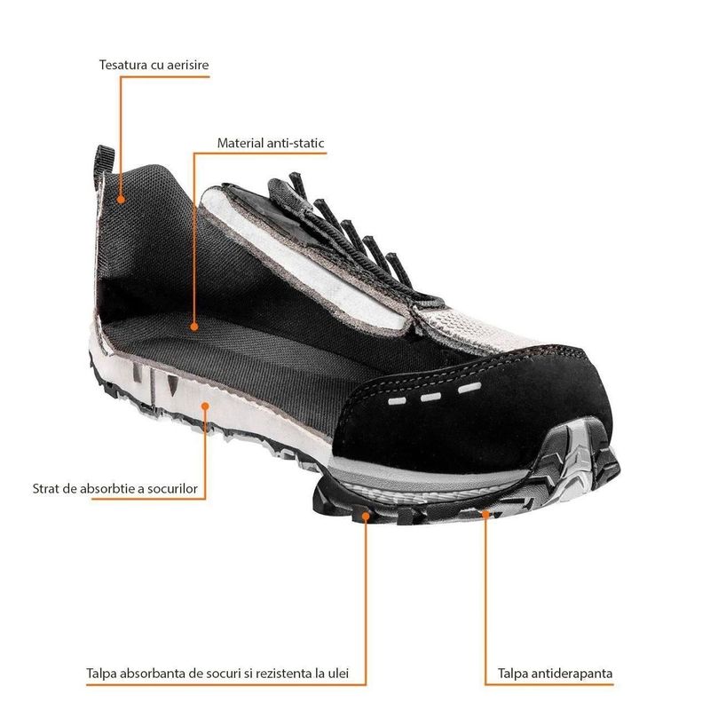 Casa si Gradina - Constructii - Echipamente de lucru - Incaltaminte protectia muncii - Pantofi de lucru fara elemente metalice, O1, SRA, NEO, marimea 40 - Infinity.ro