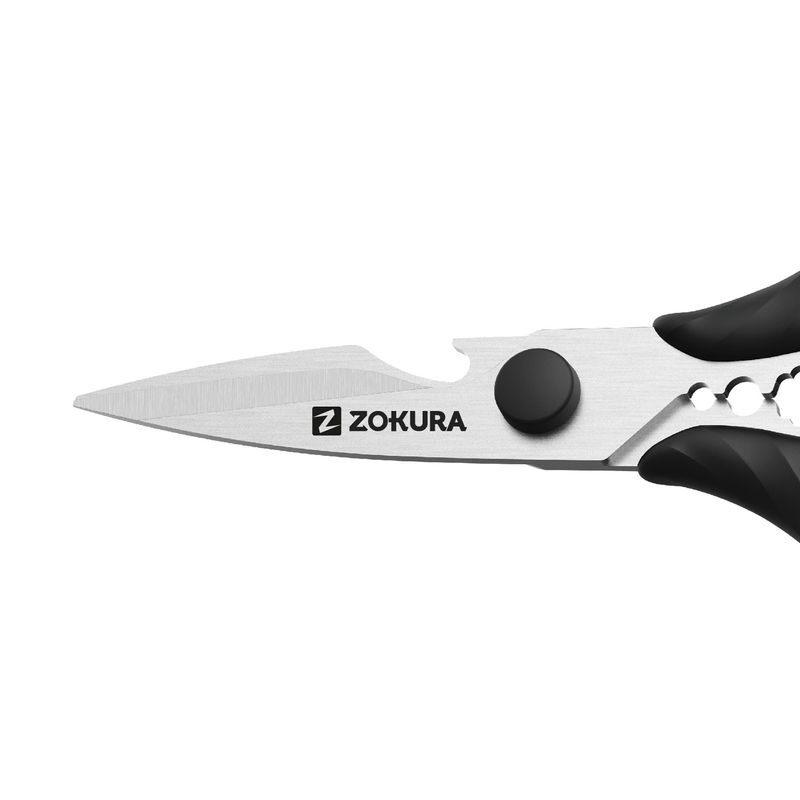 Casa si Gradina - Bucatarie si vesela - Ustensile bucatarie - Foarfeci bucatarie - Foarfeca de bucatarie, inox, 20,5 cm, Negru - Zokura - Infinity.ro