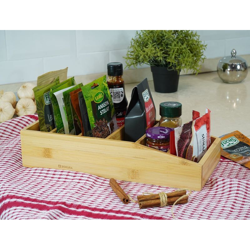 Casa si Gradina - Bucatarie si vesela - Ustensile bucatarie - Rasnite si dozatoare condimente - Organizator pentru condimente, bambus - Zokura - Infinity.ro