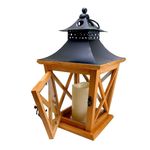 Casa si Gradina - Gradina si terasa - Mobilier exterior - Accesorii pentru gradina - Felinar decorativ, lemn, LED, 19x19x36 cm - Infinity.ro