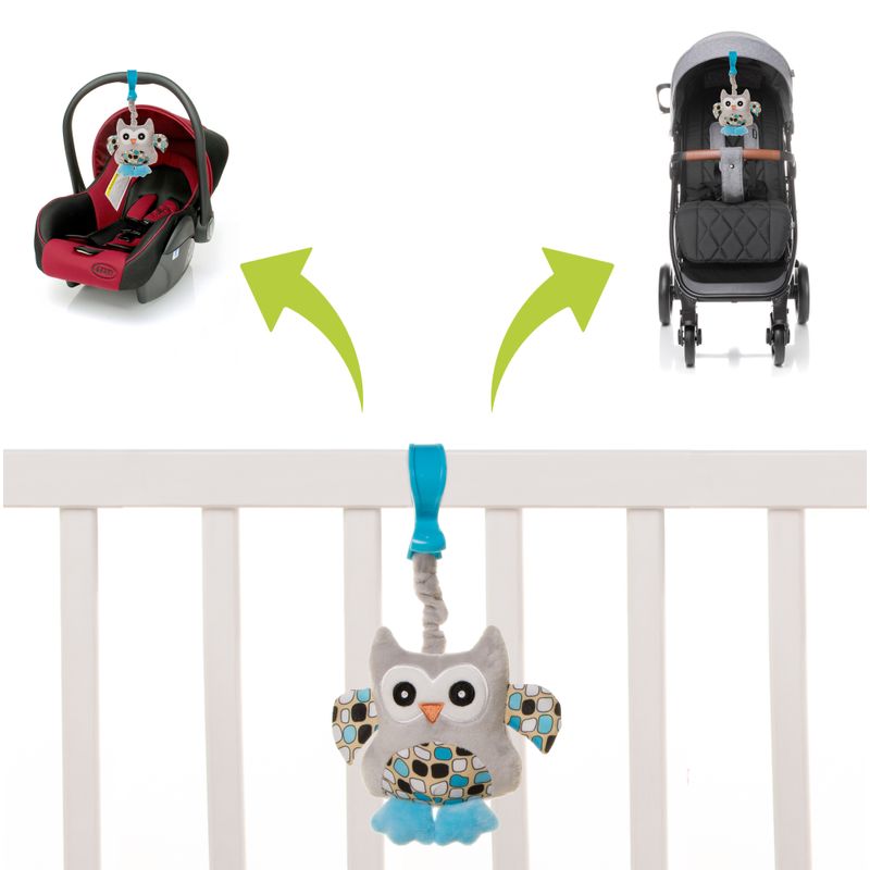 Jucarii, Copii si Bebe - Jucarii si jocuri - Jucarii de plus - Jucarie de plus pentru carucior/patut 4Baby SQUEEZE Bufnite Albastre - Infinity.ro