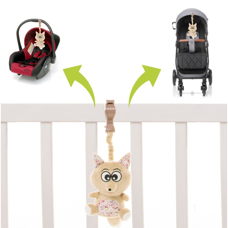 Jucarii, Copii si Bebe - Jucarii si jocuri - Jucarii de plus - Jucarie de plus pentru carucior/patut 4Baby SQUEEZE Vulpi Maro/Bej - Infinity.ro