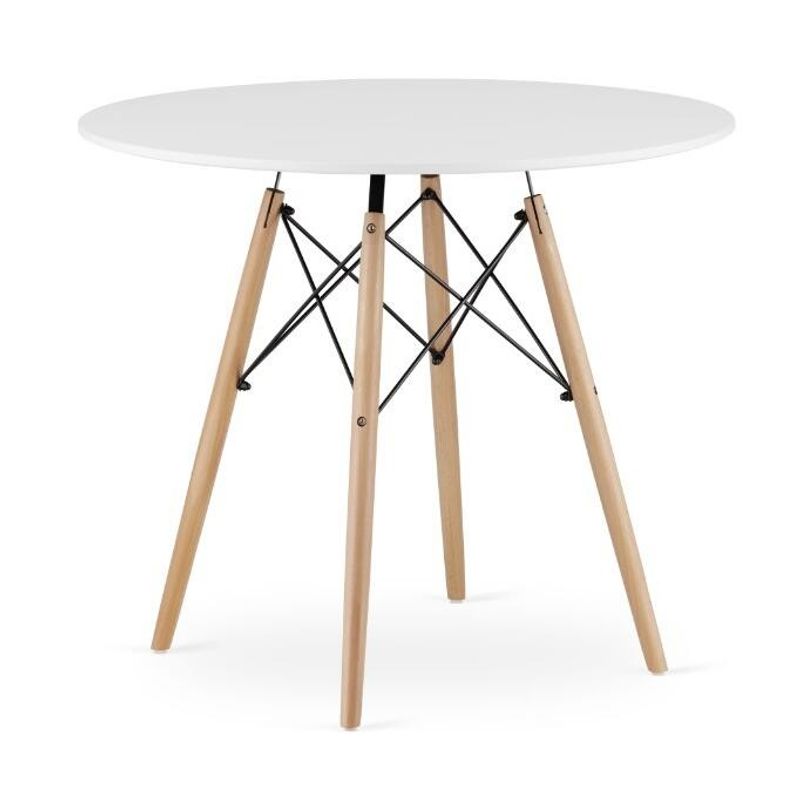 Casa si Gradina - Mobilier - Mese si birouri - Mese bucatarie si dining - Masa stil scandinav, Artool, rotund, MDF si lemn, alb, 90x72 cm - Infinity.ro