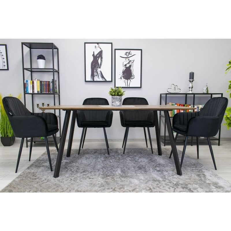 Casa si Gradina - Mobilier - Scaune si fotolii - Scaune - Set 2 scaune bucatarie/living, Artool, Lugo, catifea, metal, negru, 57.5x56.5x86.5 cm - Infinity.ro