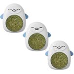 Petshop - Accesorii petshop - Jucarii animale - Jucarii interactive animale - Set 3 Jucarii pentru Pisicute, Model Pinguin, Minge Rotativa 360° din Iarba Catnip, 6 cm, Albastru - Infinity.ro