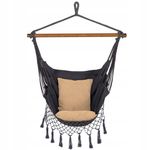 Casa si Gradina - Gradina si terasa - Balansoare si hamace - Hamace si suporturi - Hamac tip scaun, cu 2 perne, gri si bej, max 150 kg, 130x100 cm, Springos - Infinity.ro