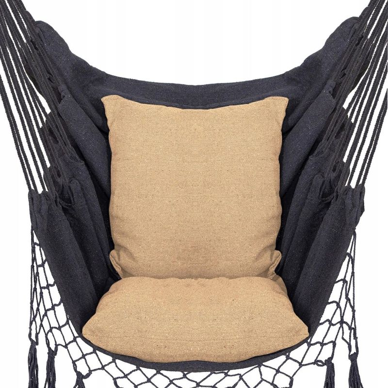 Casa si Gradina - Gradina si terasa - Balansoare si hamace - Hamace si suporturi - Hamac tip scaun, cu 2 perne, gri si bej, max 150 kg, 130x100 cm, Springos - Infinity.ro
