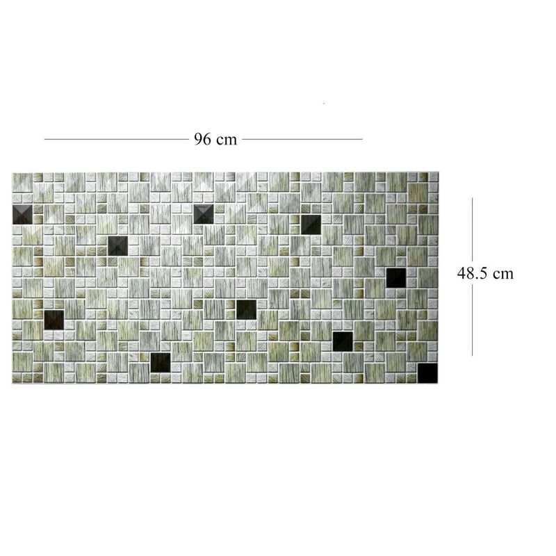 Casa si Gradina - Constructii - Materiale constructii - Placi decorative - Panou decorativ, PVC, model mozaic, striat, nuante gri, 96x48.5 cm - Infinity.ro