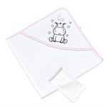 Jucarii, Copii si Bebe - Igiena si ingrijire - Baia bebelusului - Prosoape si halate de baie copii - Set prosop cu capison si manusa de baie pentru copii BabyJem (Culoare: Roz) - Infinity.ro