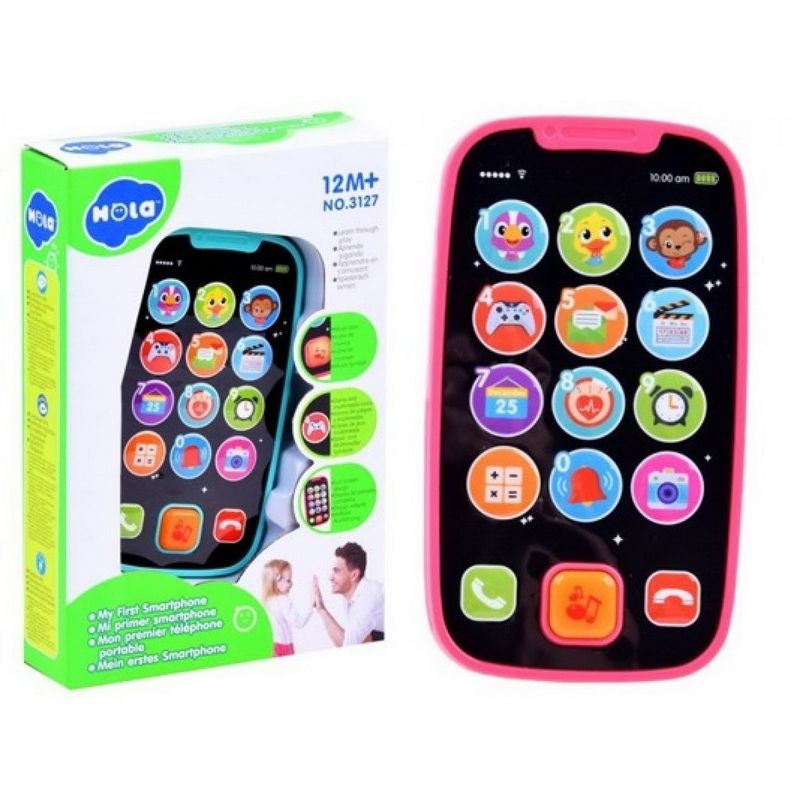 Jucarii, Copii si Bebe - Jucarii si jocuri - Jucarii bebelusi - Jucarii interactive bebelusi - Primul meu telefon smart roz cu muzica si lumini - Infinity.ro