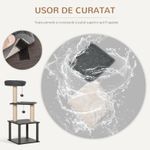 Petshop - Accesorii petshop - Jucarii animale - Ansambluri de joaca - Ansamblu de joaca pentru pisici, cu platforme, culcus si ciucuri, gri si bej, 40x40x104 cm - Infinity.ro