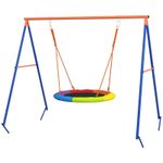 Jucarii, Copii si Bebe - Jucarii si jocuri - Jucarii de exterior - Spatii de joaca si accesorii - Complex de joaca, leagan tip cuib de barza, material Oxford, multicolor, 196x172x180 cm - Infinity.ro