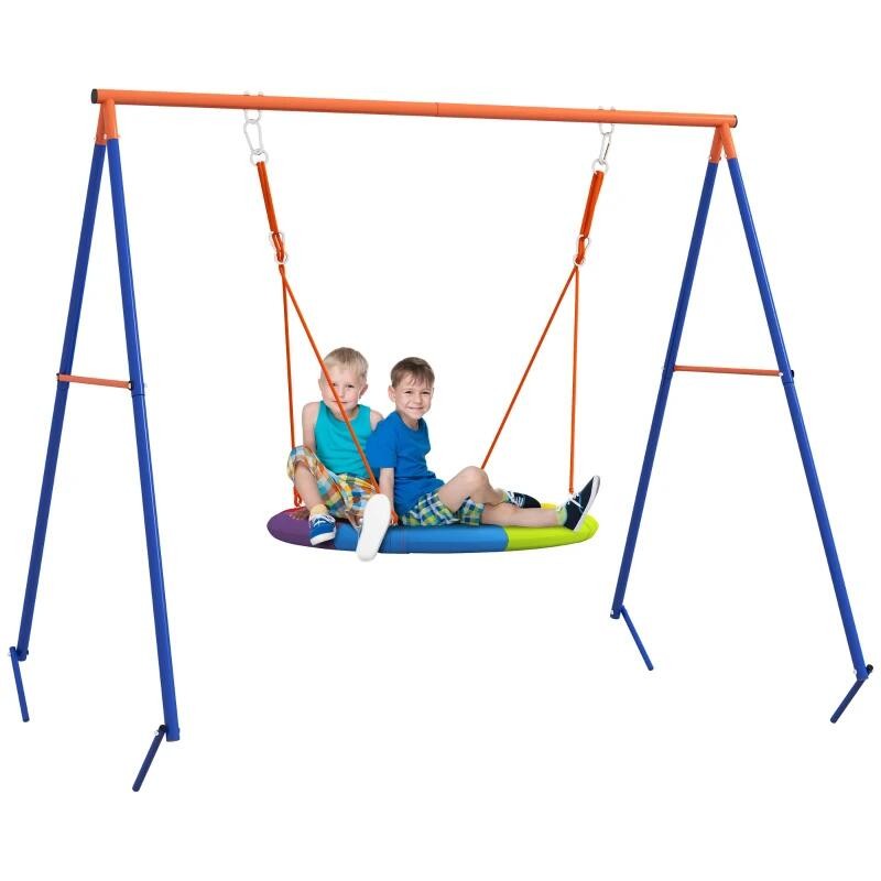 Jucarii, Copii si Bebe - Jucarii si jocuri - Jucarii de exterior - Spatii de joaca si accesorii - Complex de joaca, leagan tip cuib de barza, material Oxford, multicolor, 196x172x180 cm - Infinity.ro