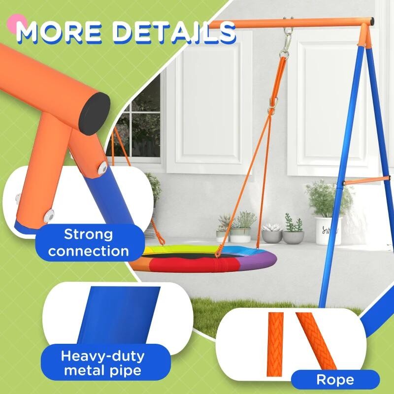 Jucarii, Copii si Bebe - Jucarii si jocuri - Jucarii de exterior - Spatii de joaca si accesorii - Complex de joaca, leagan tip cuib de barza, material Oxford, multicolor, 196x172x180 cm - Infinity.ro