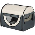 Petshop - Accesorii petshop - Culcusuri si custi - Genti si articole transport - Geanta pentru transport caine/pisica, gri, material Oxford, PVC, impermeabila, pliabila, marimea S-M, 61x46x51 cm - Infinity.ro