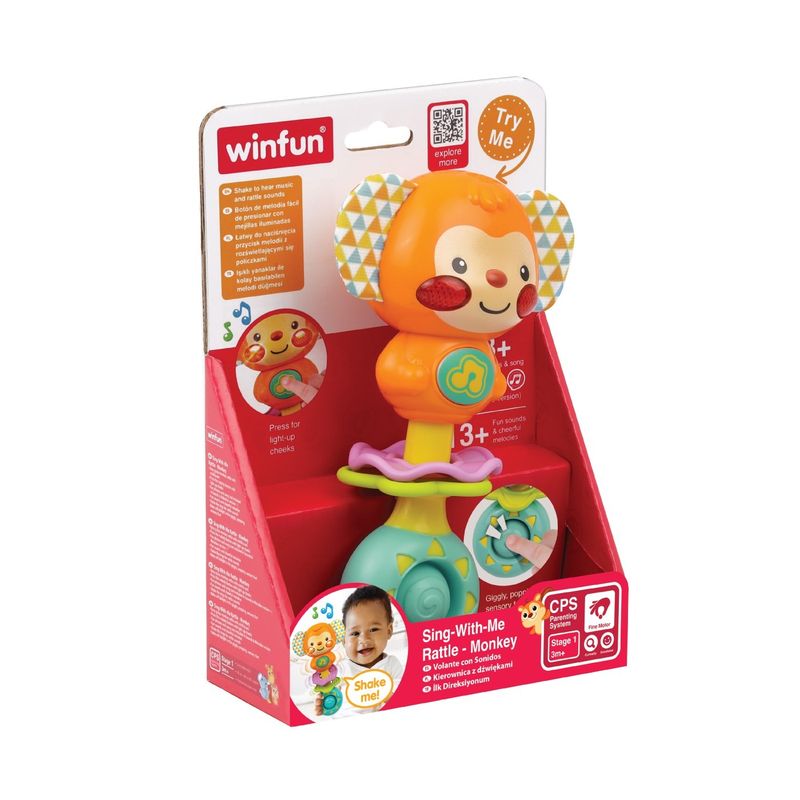 Jucarii, Copii si Bebe - Jucarii si jocuri - Jucarii bebelusi - Jucarii zornaitoare - Winfun zornaitoare maimuta canta cu mine - Infinity.ro