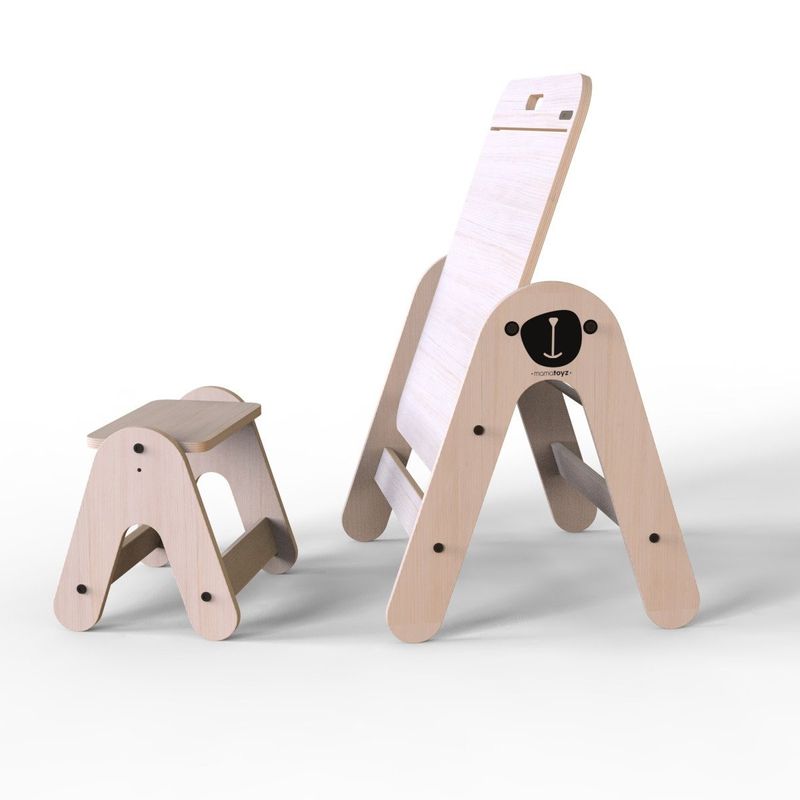 Casa si Gradina - Mobilier - Mobilier copii - Mobilier camera copiilor - Masuta si tabla 2 in 1 cu scaunel MamaToyz Massam, Ursulet - Infinity.ro