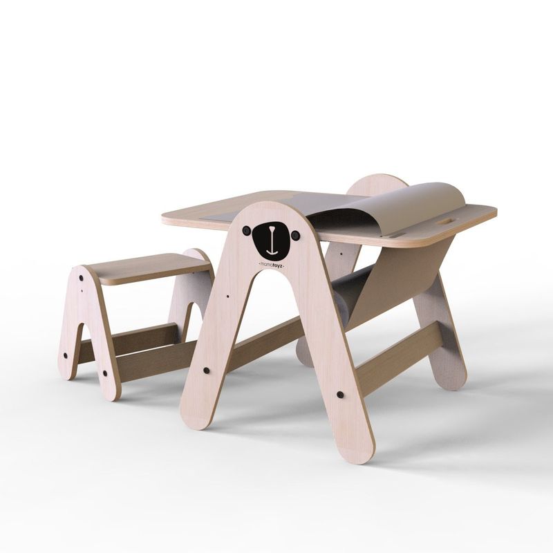 Casa si Gradina - Mobilier - Mobilier copii - Mobilier camera copiilor - Masuta si tabla 2 in 1 cu scaunel MamaToyz Massam, Ursulet - Infinity.ro