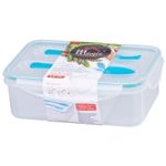 Casa si Gradina - Bucatarie si vesela - Organizare si depozitare bucatarie - Cutii alimentare - Cutie/caserola alimente, plastic, etansa, albastru, 2 compartiment, cu lingura si furculita, 1.5 L, 22x15.2x7.6 cm, MagicHome - Infinity.ro